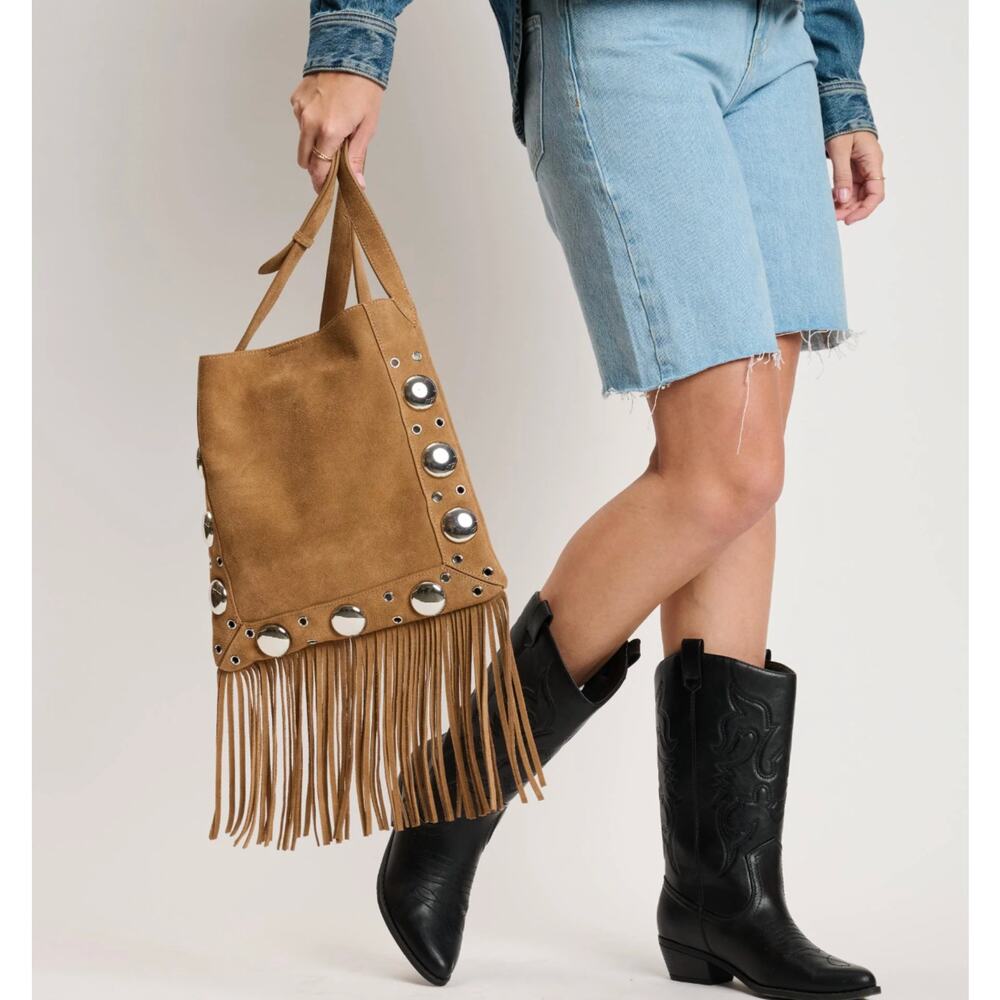Moda Luxe Courtney Fringe Forward Crossbody BROWN NWT - Picture 3 of 6